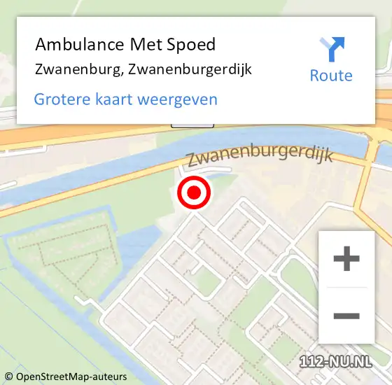 Locatie op kaart van de 112 melding: Ambulance Met Spoed Naar Zwanenburg, Zwanenburgerdijk op 28 november 2023 08:03
