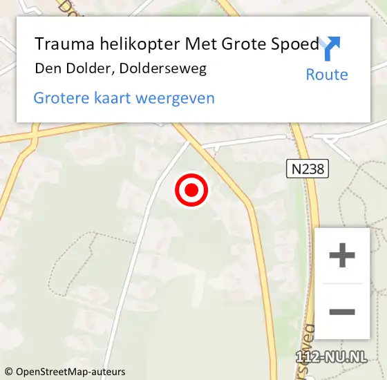 Locatie op kaart van de 112 melding: Trauma helikopter Met Grote Spoed Naar Den Dolder, Dolderseweg op 28 november 2023 08:04