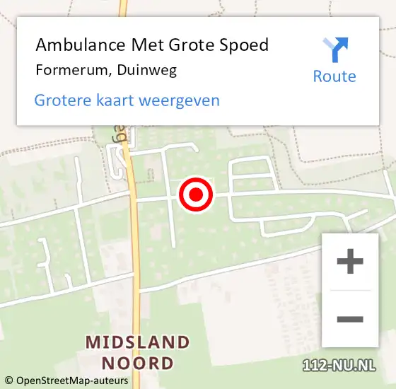 Locatie op kaart van de 112 melding: Ambulance Met Grote Spoed Naar Formerum, Duinweg op 16 september 2014 16:52