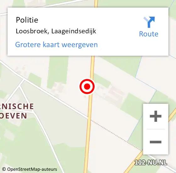 Locatie op kaart van de 112 melding: Politie Loosbroek, Laageindsedijk op 28 november 2023 08:25
