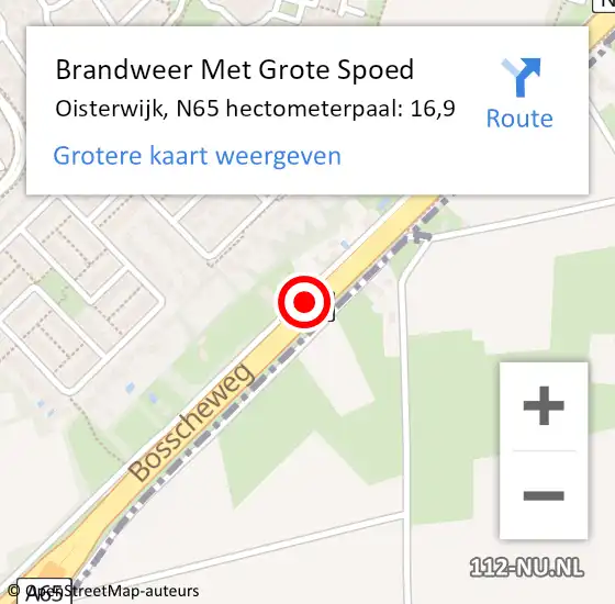 Locatie op kaart van de 112 melding: Brandweer Met Grote Spoed Naar Oisterwijk, N65 hectometerpaal: 16,9 op 28 november 2023 08:33