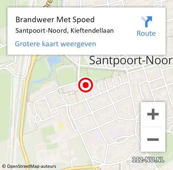 Locatie op kaart van de 112 melding: Brandweer Met Spoed Naar Santpoort-Noord, Kieftendellaan op 28 november 2023 10:36