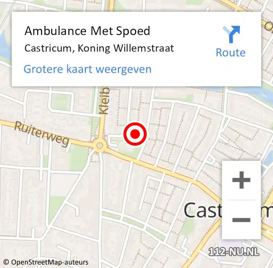 Locatie op kaart van de 112 melding: Ambulance Met Spoed Naar Castricum, Koning Willemstraat op 28 november 2023 12:39
