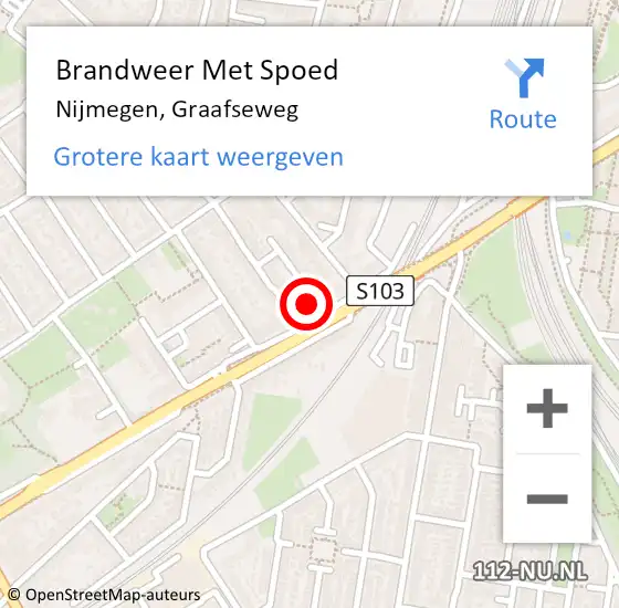 Locatie op kaart van de 112 melding: Brandweer Met Spoed Naar Nijmegen, Graafseweg op 28 november 2023 13:26