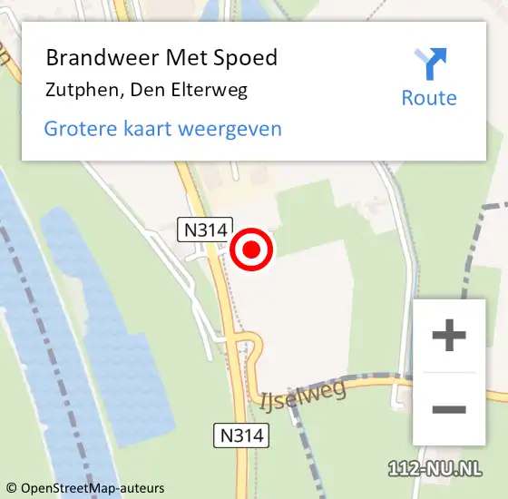 Locatie op kaart van de 112 melding: Brandweer Met Spoed Naar Zutphen, Den Elterweg op 28 november 2023 13:46