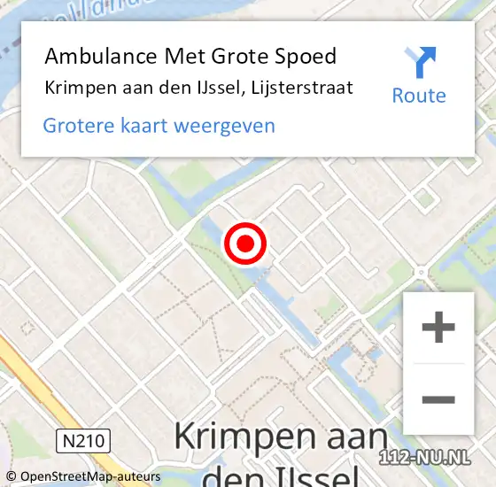 Locatie op kaart van de 112 melding: Ambulance Met Grote Spoed Naar Krimpen aan den IJssel, Lijsterstraat op 28 november 2023 13:59