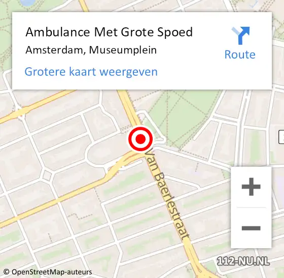 Locatie op kaart van de 112 melding: Ambulance Met Grote Spoed Naar Amsterdam, Museumplein op 16 september 2014 17:35