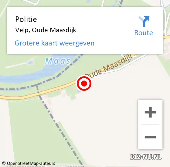 Locatie op kaart van de 112 melding: Politie Velp, Oude Maasdijk op 28 november 2023 14:25
