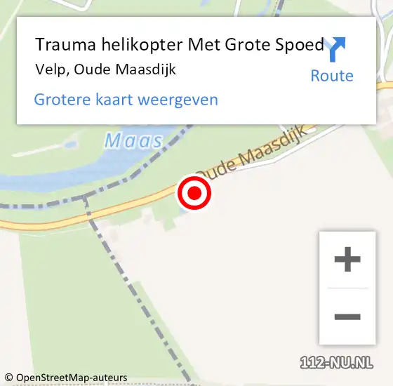 Locatie op kaart van de 112 melding: Trauma helikopter Met Grote Spoed Naar Velp, Oude Maasdijk op 28 november 2023 14:27