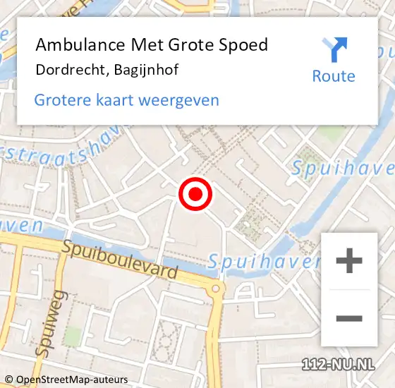 Locatie op kaart van de 112 melding: Ambulance Met Grote Spoed Naar Dordrecht, Bagijnhof op 28 november 2023 14:32