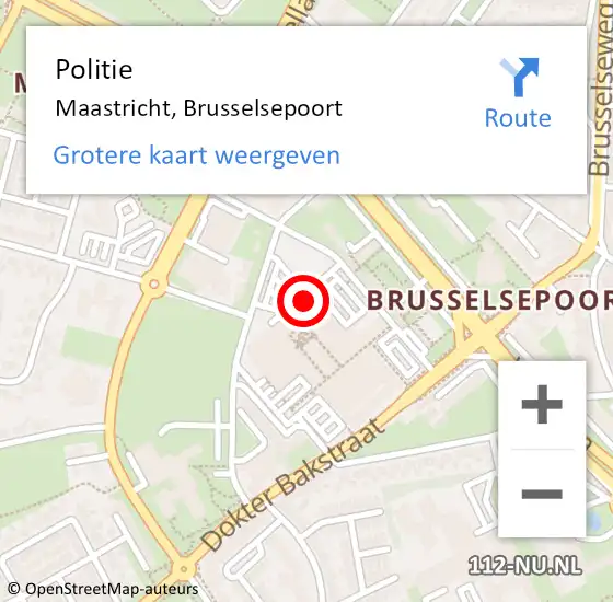 Locatie op kaart van de 112 melding: Politie Maastricht, Brusselsepoort op 28 november 2023 14:53