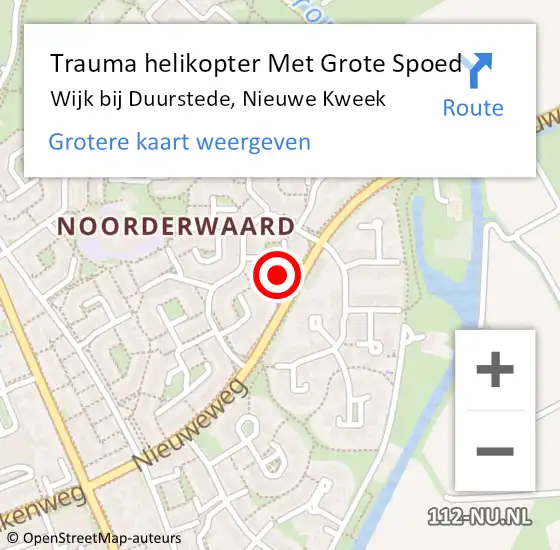 Locatie op kaart van de 112 melding: Trauma helikopter Met Grote Spoed Naar Wijk bij Duurstede, Nieuwe Kweek op 28 november 2023 14:54
