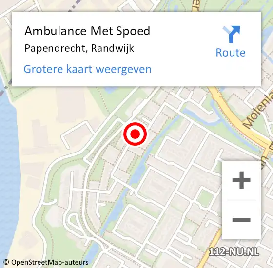 Locatie op kaart van de 112 melding: Ambulance Met Spoed Naar Papendrecht, Randwijk op 28 november 2023 15:07