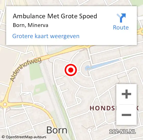 Locatie op kaart van de 112 melding: Ambulance Met Grote Spoed Naar Born, Minerva op 16 september 2014 17:46