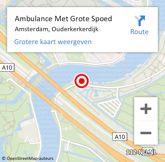 Locatie op kaart van de 112 melding: Ambulance Met Grote Spoed Naar Amsterdam, Ouderkerkerdijk op 28 november 2023 16:16
