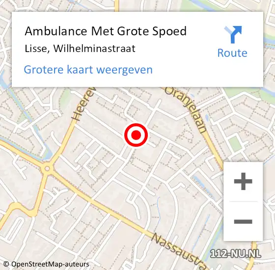 Locatie op kaart van de 112 melding: Ambulance Met Grote Spoed Naar Lisse, Wilhelminastraat op 28 november 2023 16:24