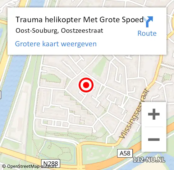 Locatie op kaart van de 112 melding: Trauma helikopter Met Grote Spoed Naar Oost-Souburg, Oostzeestraat op 28 november 2023 16:44