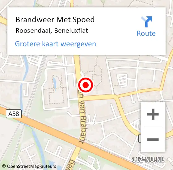 Locatie op kaart van de 112 melding: Brandweer Met Spoed Naar Roosendaal, Beneluxflat op 28 november 2023 16:48