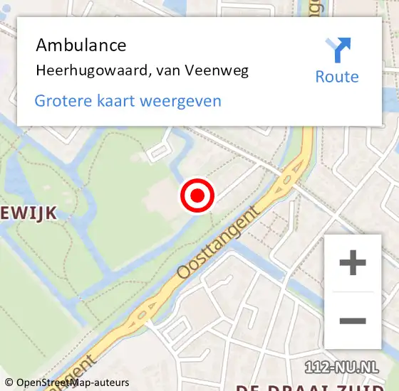 Locatie op kaart van de 112 melding: Ambulance Heerhugowaard, van Veenweg op 28 november 2023 17:03