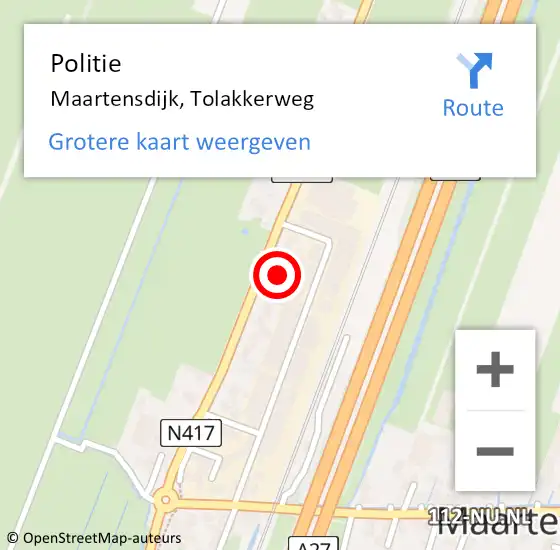 Locatie op kaart van de 112 melding: Politie Maartensdijk, Tolakkerweg op 28 november 2023 17:22