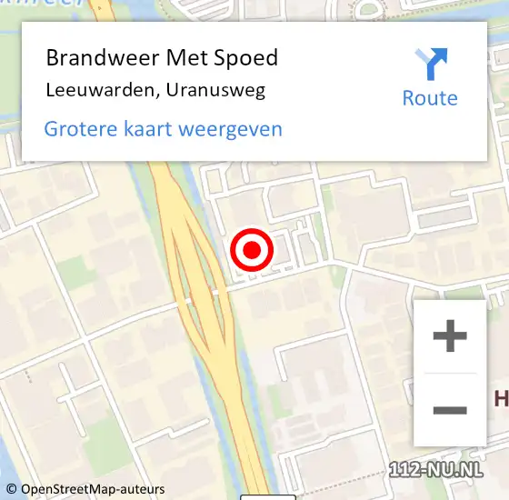 Locatie op kaart van de 112 melding: Brandweer Met Spoed Naar Leeuwarden, Uranusweg op 28 november 2023 17:31