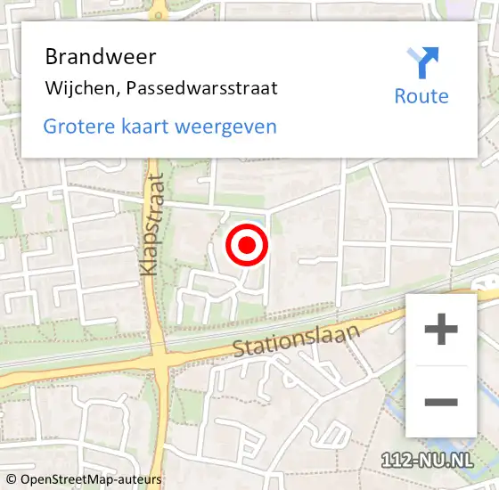 Locatie op kaart van de 112 melding: Brandweer Wijchen, Passedwarsstraat op 28 november 2023 17:38