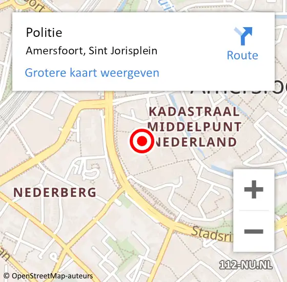 Locatie op kaart van de 112 melding: Politie Amersfoort, Sint Jorisplein op 28 november 2023 17:39