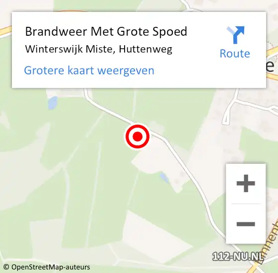 Locatie op kaart van de 112 melding: Brandweer Met Grote Spoed Naar Winterswijk Miste, Huttenweg op 28 november 2023 20:29