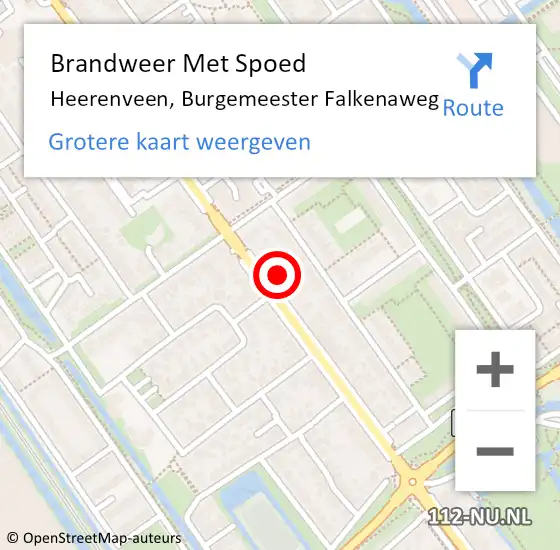 Locatie op kaart van de 112 melding: Brandweer Met Spoed Naar Heerenveen, Burgemeester Falkenaweg op 28 november 2023 20:35