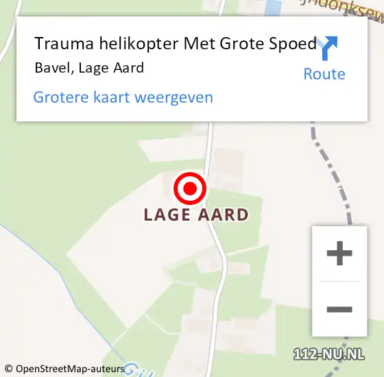 Locatie op kaart van de 112 melding: Trauma helikopter Met Grote Spoed Naar Bavel, Lage Aard op 28 november 2023 20:35