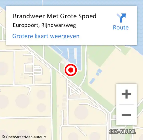 Locatie op kaart van de 112 melding: Brandweer Met Grote Spoed Naar Europoort, Rijndwarsweg op 28 november 2023 21:22