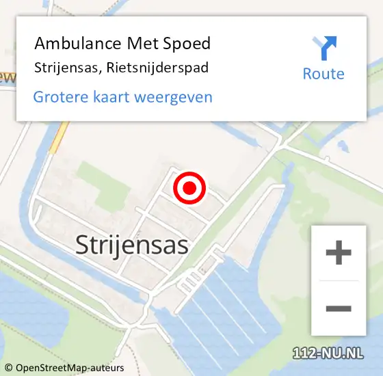 Locatie op kaart van de 112 melding: Ambulance Met Spoed Naar Strijensas, Rietsnijderspad op 28 november 2023 21:51