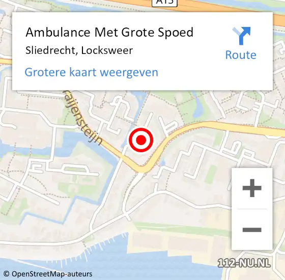 Locatie op kaart van de 112 melding: Ambulance Met Grote Spoed Naar Sliedrecht, Locksweer op 28 november 2023 21:54