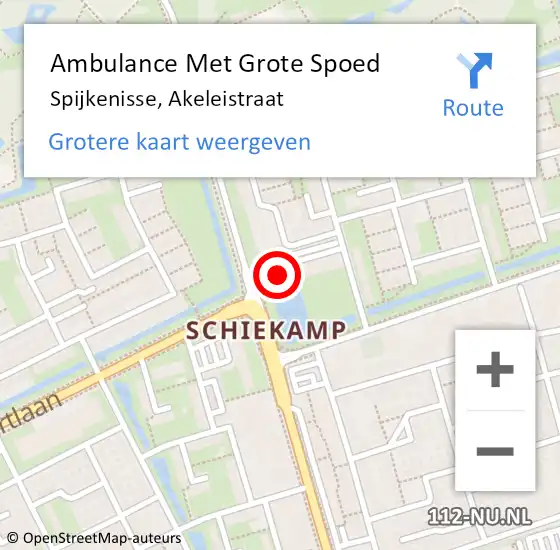 Locatie op kaart van de 112 melding: Ambulance Met Grote Spoed Naar Spijkenisse, Akeleistraat op 28 november 2023 21:59