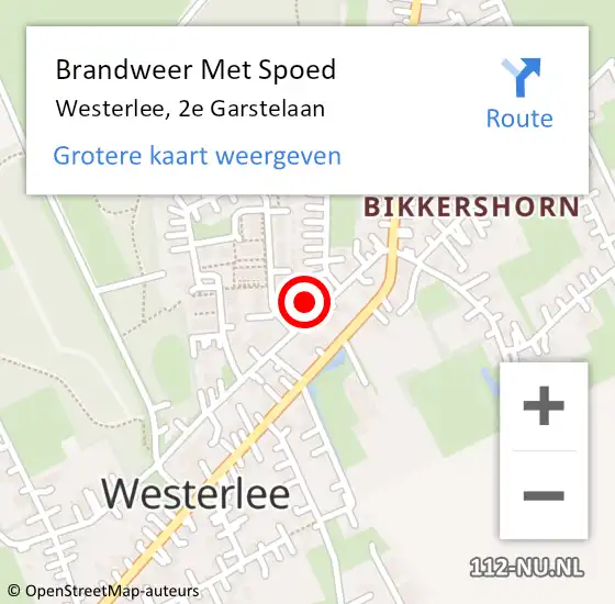 Locatie op kaart van de 112 melding: Brandweer Met Spoed Naar Westerlee, 2e Garstelaan op 29 november 2023 01:35