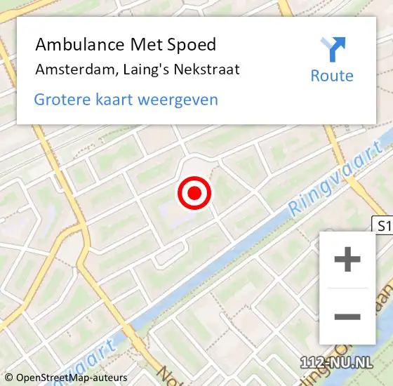 Locatie op kaart van de 112 melding: Ambulance Met Spoed Naar Amsterdam, Laing's Nekstraat op 29 november 2023 02:58