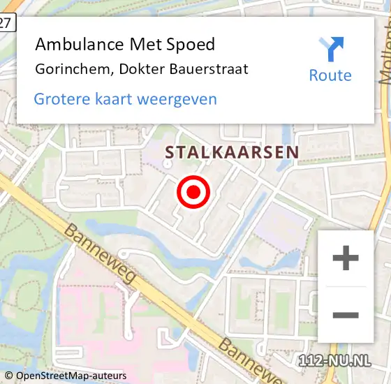 Locatie op kaart van de 112 melding: Ambulance Met Spoed Naar Gorinchem, Dokter Bauerstraat op 29 november 2023 05:18