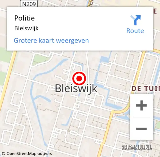 Locatie op kaart van de 112 melding: Politie Bleiswijk op 29 november 2023 05:38