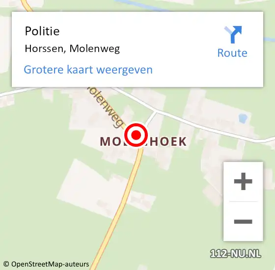 Locatie op kaart van de 112 melding: Politie Horssen, Molenweg op 29 november 2023 06:18
