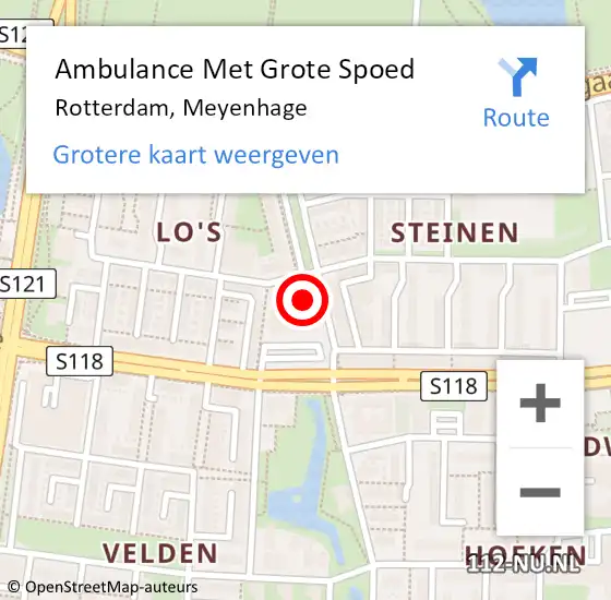 Locatie op kaart van de 112 melding: Ambulance Met Grote Spoed Naar Rotterdam, Meyenhage op 29 november 2023 09:12