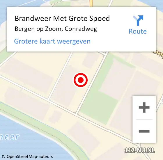 Locatie op kaart van de 112 melding: Brandweer Met Grote Spoed Naar Bergen op Zoom, Conradweg op 29 november 2023 10:59