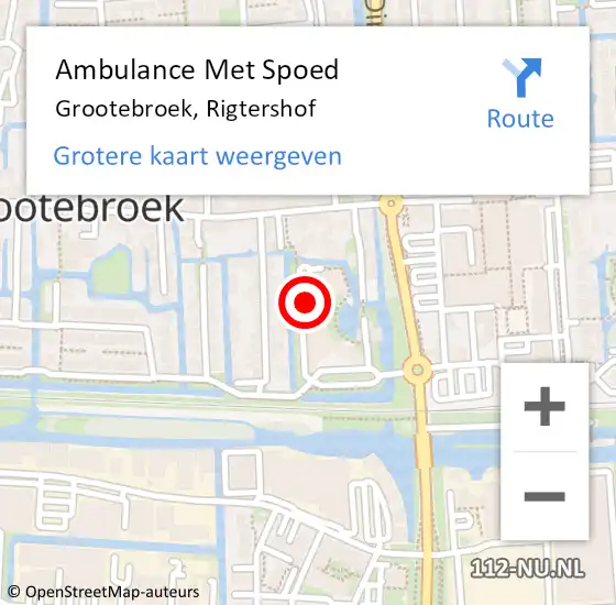 Locatie op kaart van de 112 melding: Ambulance Met Spoed Naar Grootebroek, Rigtershof op 29 november 2023 12:46