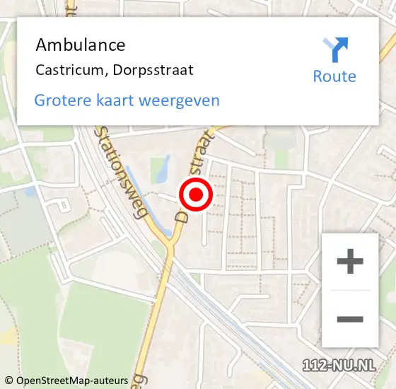 Locatie op kaart van de 112 melding: Ambulance Castricum, Dorpsstraat op 29 november 2023 13:08