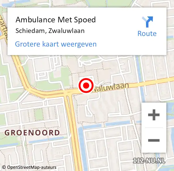 Locatie op kaart van de 112 melding: Ambulance Met Spoed Naar Schiedam, Zwaluwlaan op 29 november 2023 13:46
