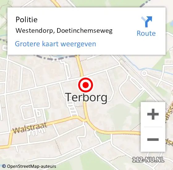 Locatie op kaart van de 112 melding: Politie Westendorp, Doetinchemseweg op 29 november 2023 16:35