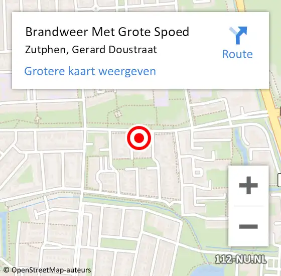 Locatie op kaart van de 112 melding: Brandweer Met Grote Spoed Naar Zutphen, Gerard Doustraat op 29 november 2023 17:14