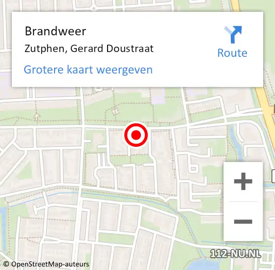 Locatie op kaart van de 112 melding: Brandweer Zutphen, Gerard Doustraat op 29 november 2023 17:16