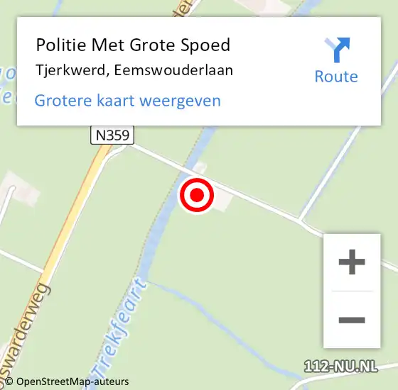 Locatie op kaart van de 112 melding: Politie Met Grote Spoed Naar Tjerkwerd, Eemswouderlaan op 29 november 2023 17:16