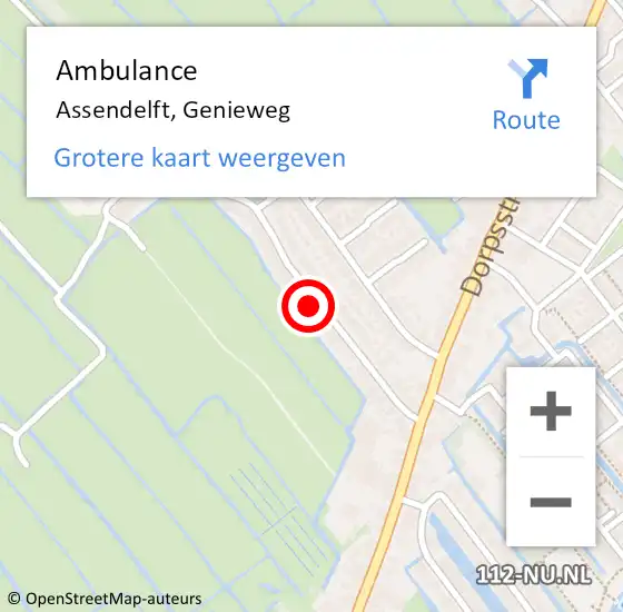 Locatie op kaart van de 112 melding: Ambulance Assendelft, Genieweg op 29 november 2023 18:01