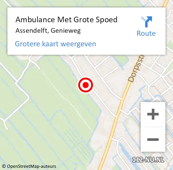 Locatie op kaart van de 112 melding: Ambulance Met Grote Spoed Naar Assendelft, Genieweg op 29 november 2023 18:02
